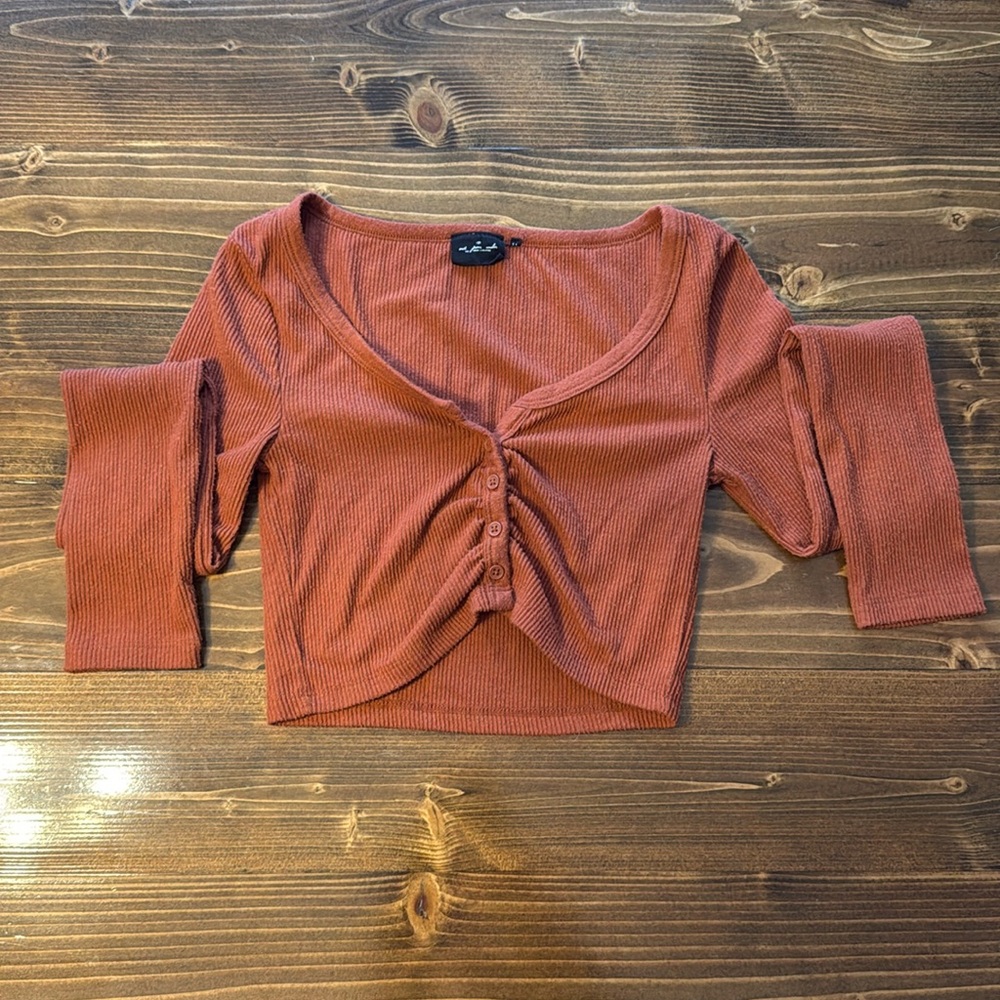 Urban Outfitters Cropped Ribbed Long Sleeve